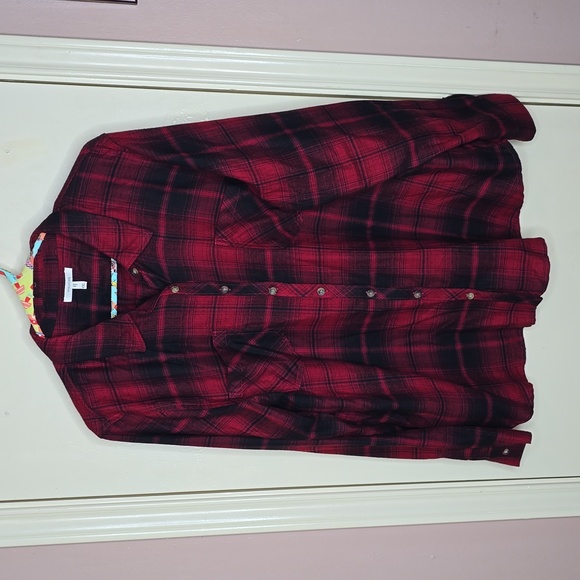 Maurices Tops - Maurices Red/Black Country Plaid Long Sleeve Button Down Size XXL
